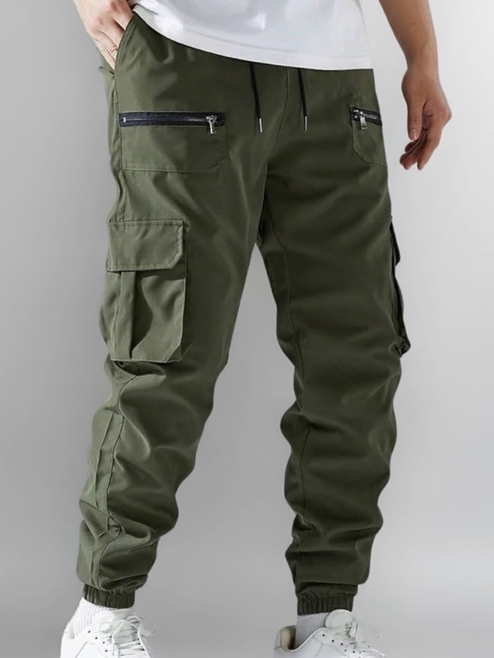 CSG  Streetwear Techwear Slim Cargo Trousers Jogger Green S